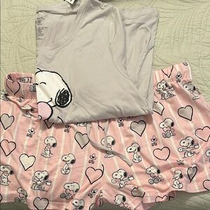 Snoopy Kids Pajamas - Pink and White